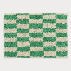 macaroca Vol.2 提花設計浴室廚房廁所腳踏墊, 01 磚塊方格 葉綠色