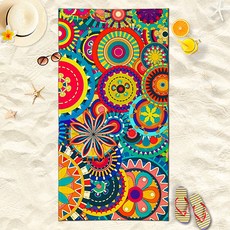 PDS Living 彩色簡約圖案亮點大型海灘巾系列 70 x 140cm, 05, 1個