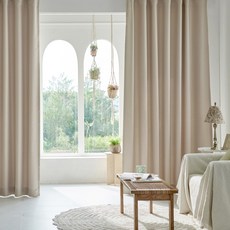 VIEW HOUSE Days 素面掛鉤式遮光窗簾 2件組, 米色