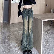 PEONIST 女款修身彈力喇叭丹寧牛仔褲