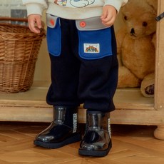 First Blue 兒童口袋拼色束口褲