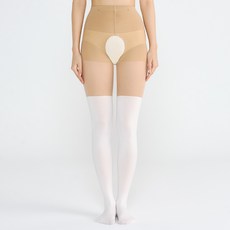 secretrest Active Y區開叉棉質底高爾夫過膝絲襪 40D, 1個, 膚色 + 白色