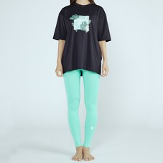 soleil 女款寬鬆版貝麗芙短袖上衣 + 九分彩色水陸兩用緊身褲防曬衣套裝