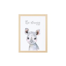 한수오 인테리어 액자 + 포스터 아기코뿔소, 베이지, 1개