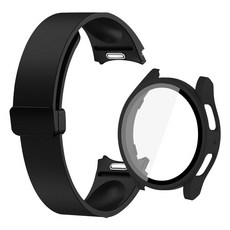 더조은셀러 D버클 원터치 버튼 실리콘 스트랩 + 풀커버 강화유리 케이스 세트, 블랙 콤비, 1세트 가전디지털/스마트워치/밴드 반품 최저가 18,900원
