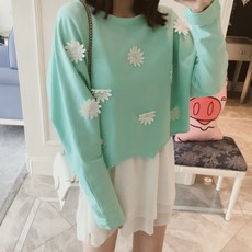 孕婦兩件式向日葵長袖連身裙