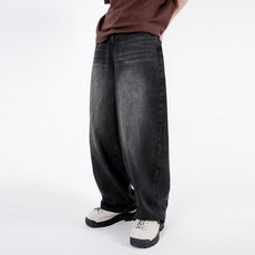 UMM 男款氣球按扣寬版水洗牛仔褲 LJ_P143_UMM_M