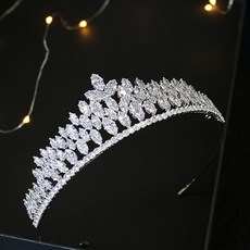 루나글램 셀프웨딩 지르콘 브라이덜 크라운 티아라, 실버, 1개