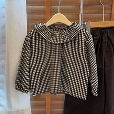 BabyMax 女童Glodi荷葉領格紋襯衫