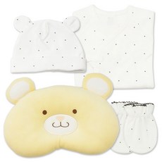 babybear 嬰幼兒用星星新生兒蝴蝶衣 + 防抓手套 + 新生兒帽 + 小熊定型枕套組