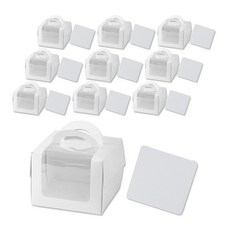 INP.24 白色開窗蛋糕盒 小款 13x13x10公分 附底襯 10入組, 10組, 白色