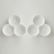 Roco Living 幸運草3格分隔盤, 白色, 2個