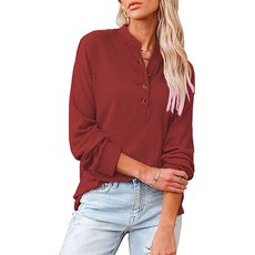 日常羅紋圓領亨利領孕婦長袖T恤