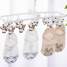 Shinchan 蠟筆小新 LETO 小白折疊式內衣襪子夾曬衣架, 白色, 1個