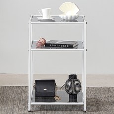 Tres Belle 鐵製玻璃模組層架 F4040, 藍黑色(玻璃板) + 白色(框架)