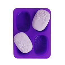 4格玫瑰花造型矽膠模具, 隨機發貨