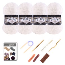 마마니트 클라식실 4볼 목도리 DIY 세트, 1개, 62아이보리