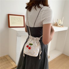 SORIDAL 女用腿部圓點櫻桃綴飾手提斜背包, 白色