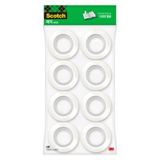 쓰리엠 스카치 매직 테이프 리필 12mm x 20m 8롤, 1개, 반투명