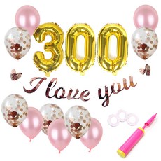 PARTYSHOW 300天數字造型銀箔氣球+紙花氣球組, 混色, 1套