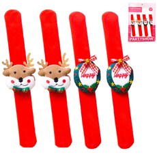 PARTYSHOW 仿貂毛聖誕手鍊 魯道夫 2入 + 花圈 2入 套組, 1套, 混色