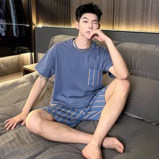 2'nd Pink 男士硬漢反派短袖短褲睡衣上下套裝