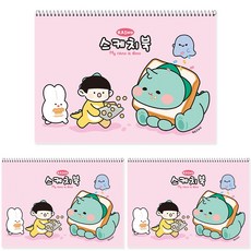 포포팬시 라이노 스케치북 핑크, 8절, 16매, 3개