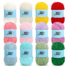 Knitt Honey Bubble 蜜糖泡泡菜瓜布編織線 12種組合, 混合顏色, 1套