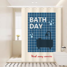 코다치프 욕실 드로잉 방수 화장실 목욕 샤워커튼, 심플 욕실 14, 1개