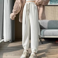 Goodif 女款舒適羅紋束口鬆緊長褲