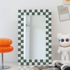 WOOD REPUBLIC 陶瓷磚強化玻璃大型化妝鏡, 綠色格紋