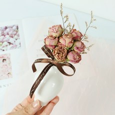 Blüehen Noble 迷你玫瑰乾花附花瓶, 粉色的