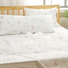 지베딩 웰컴밤비 냉장고 스노우리플 홑이불, 화이트