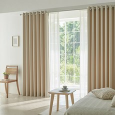 NuvoDeco Aloha 遮光窗簾 穿孔式 2入, 燕麥色