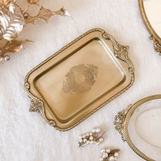 Cozette復古金色長方形托盤, 單色