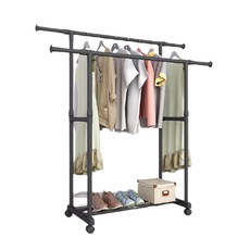 固定式無螺絲置物衣架 2層, 單色