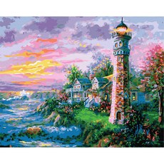 Play about 油畫點點畫DIY名畫繪製 40*50cm 燈塔村莊, 混色