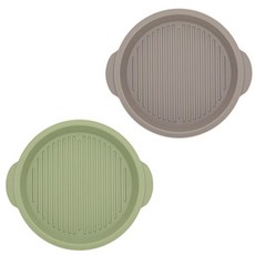 可微波裝飾擺盤圓形盤組, 橄欖綠、灰灰, 1套, 2個盤子