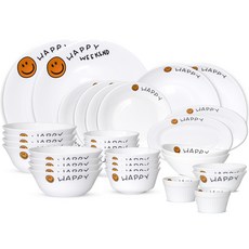 Bormioli Rocco Roco Bacile 快樂週末 8人份晚餐家用碗盤組 32件組, 9種, 白色