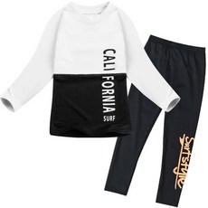 GOING KIDS 童款California字樣防曬泳衣+緊身長泳褲組