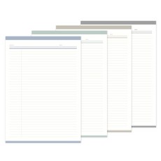 A4橫線記事本 4入, 1組, 藍灰色+復古薄荷綠+卡其棕+灰黑色