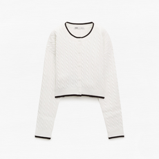 미쏘 여성용 배색 케이블 가디건