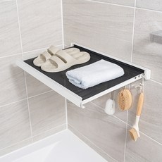 Lifegd100 免鑽孔可折疊多用途浴室置物架, 1個, 白色