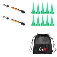 NAYA STYLE 高爾夫球桿頭清潔劑 2p + HDPE 高爾夫球球座 10p + 小袋套組 GFYP-10-8+163-2PU, 橙色（清潔劑）、綠色（茶）