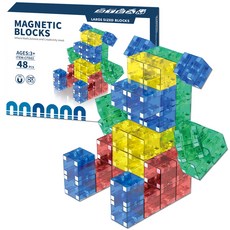 OZ TOY 磁吸建築方塊積木 透明 cfd02 48p, 混合顏色, 1個