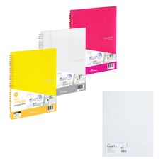 ECO Chungwoon 多色彈簧線圈文件夾 A4 40頁 3入+PP名片L夾 A4 10入組合, 隨機發送(內頁)+透明(名片L夾), 1組