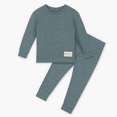 unifriend 童款羅紋彈力九分袖上衣長褲套組