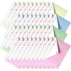 水彩花朵信封 4款 x 10張, 混合色, 1組