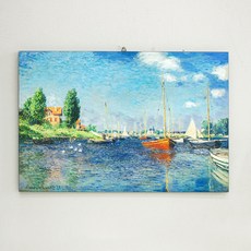 長腿叔叔時鐘 名畫畫框 克勞德莫內 阿讓特伊的紅船 kisn038, 黑色