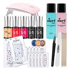 玻璃美甲 A2 3D 裝飾貼紙凝膠指甲套組, 23種+隨機發貨（閃粉）, 1套